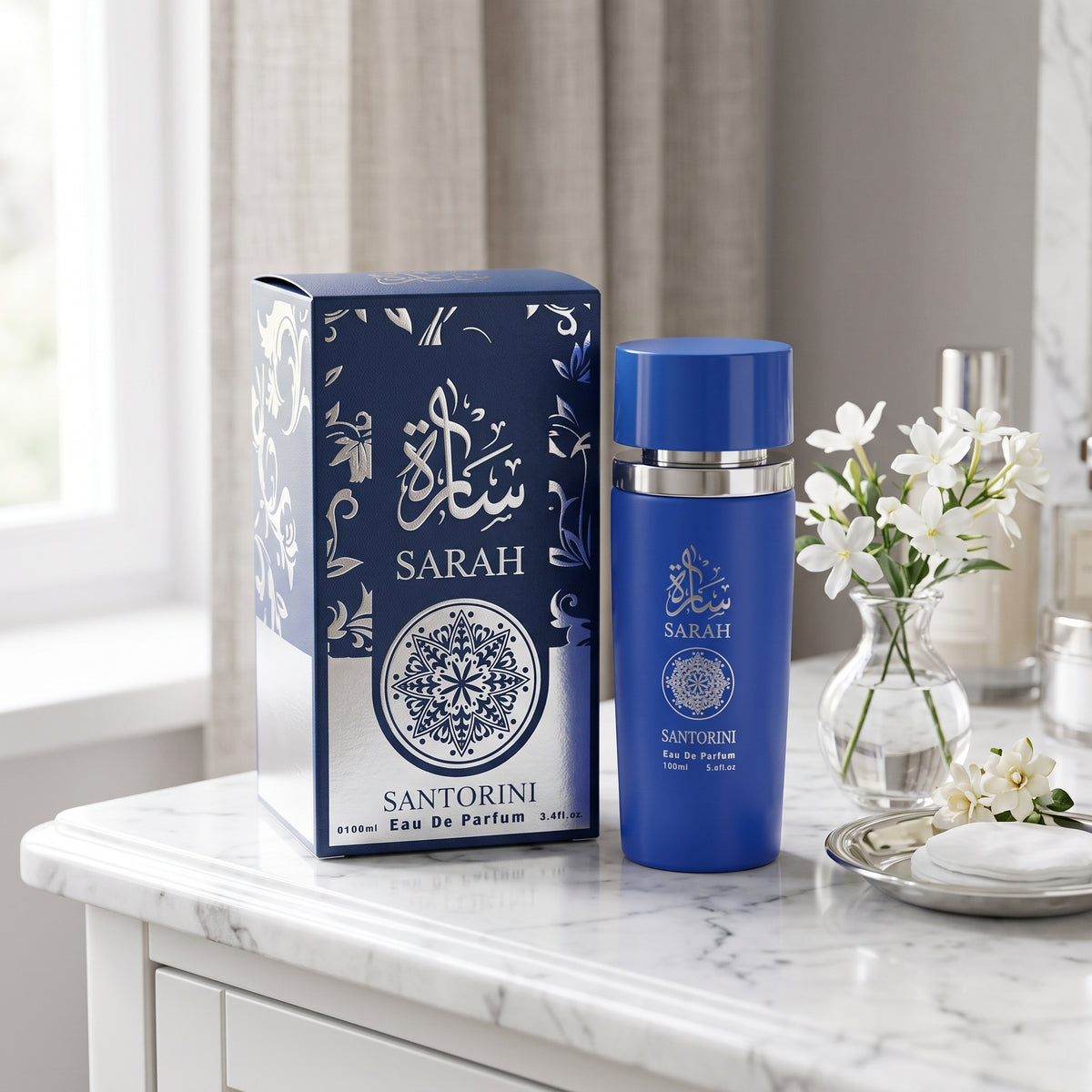 Sarah Santorini Eau De Parfum – 100ml (3.4 fl. oz.) | Fresh Mediterranean-Inspired Perfume