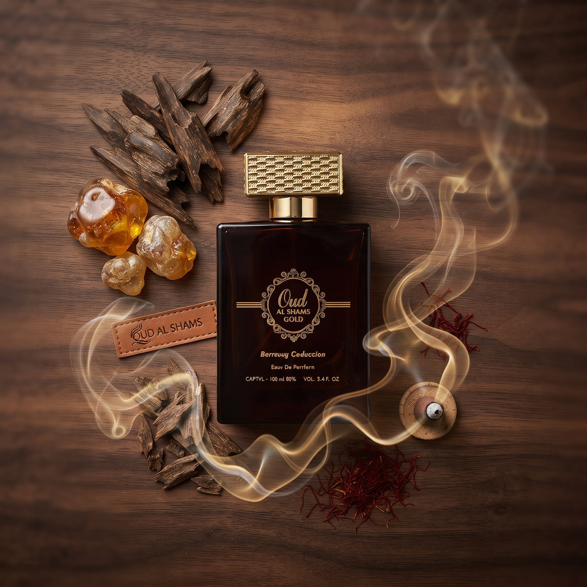 Batreeq Oud Al Shams Gold Eau de Parfum – Long Lasting Oriental Oud Perfume for Men & Women 100ml