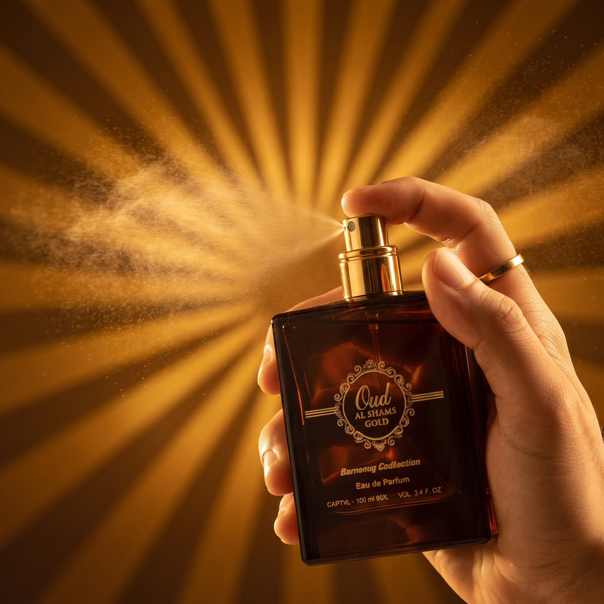 Batreeq Oud Al Shams Gold Eau de Parfum – Long Lasting Oriental Oud Perfume for Men & Women 100ml